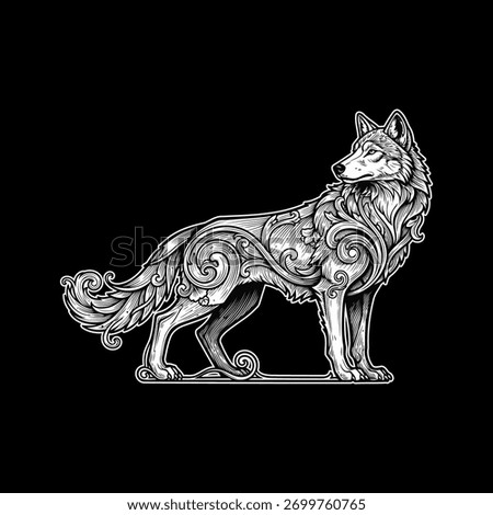 lone wolf decorative Vector Illustration