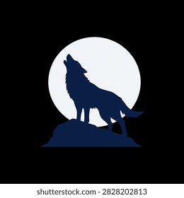 A lone wolf howls at the bright full moon