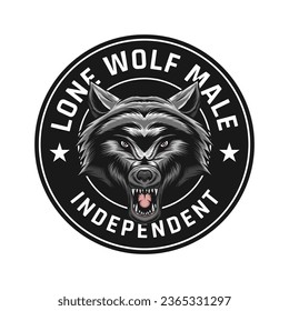 lone wolf male logo illustration concept