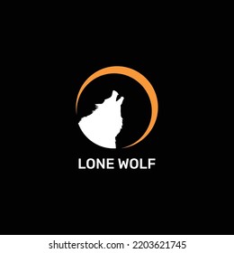 lone wolf moon logo design vector
