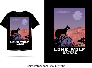 Lone wolf nature silhouette tshirt design