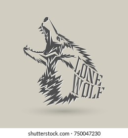 Lone wolf symbol design on gray background