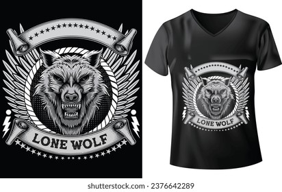 LONE WOLF T-SHIRT DESIGN, BEAUTIFUL VECTOR