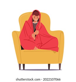 Loneliness, Despair, Frustration, Life Problem Concept. Young Depressed Upset Desperate Man Character Sit on Couch Covering with Blanket and Crying. Depression, Anxiety. Cartoon Vector Illustration