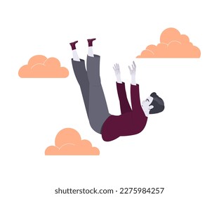 Solidaridad con un hombre solitario cayendo entre las nubes Sensando depresión e Ilustración vectorial de tristeza