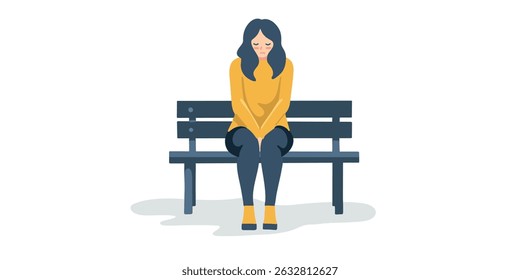  loneliness in the park, art vector illustration