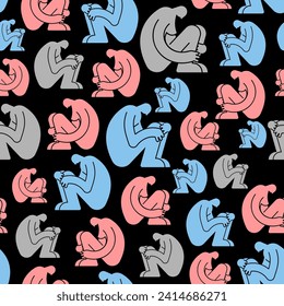 Loneliness pattern seamless. lonely man symbol background