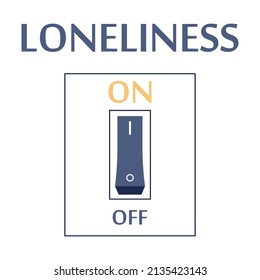 Loneliness or solitude concept. Unhappy person being alone. Character in bad mood suffer from isolation. Flat vector illustration