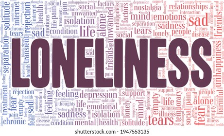 Loneliness vector illustration word cloud isolated on a white background.