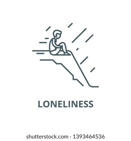 Loneliness vector line icon, linear concept, outline sign, symbol