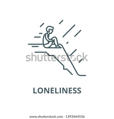 Loneliness vector line icon, linear concept, outline sign, symbol