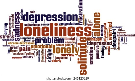 Loneliness word cloud concept. Vector illustration