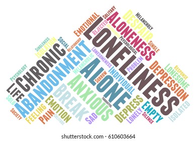 loneliness word cloud typography