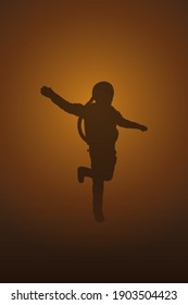 Lonely astronaut. Isolated silhouette of cosmonaut. Man in spacesuit