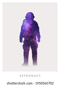 Lonely astronaut. Isolated silhouette of cosmonaut. Man in spacesuit