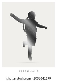 Lonely astronaut. Isolated silhouette of cosmonaut. Man in spacesuit