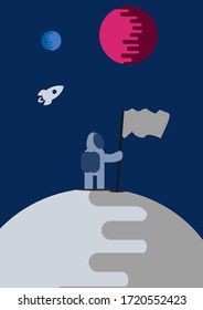 lonely astronaut on the moon look to far away galaxy