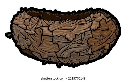 Lonely bird nest made with sticks and sprigs like puzzle pieces effect.