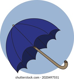 Ilustración vectorial de paraguas azul solitario
