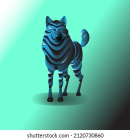 Lonely blue wolf illustration of vector design 