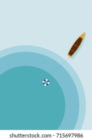 lonely boat in the ocean 