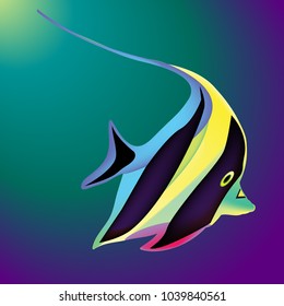 lonely bright fish at the depths of the ocean