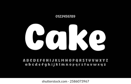 Lonely Cake vector font alphabet with numbers