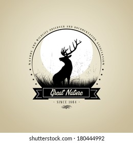 Lonely Deer Buck On Fool Moon Badge