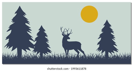 A lonely deer walk in the forest. Reminder for us the importance of taking care of nature. Ready to print images that can use as wall decorations to make your room becomes more beautiful