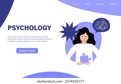 Lonely depressed girl, bad mood, psychological disorder, depression banner