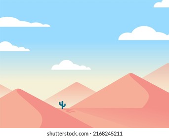 lonely desert landscape with a cactus


