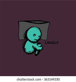 Lonely doodle in color