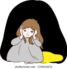 Lonely girl closes her ears and closes her heart