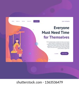 Lonely Girl Illustration, perfect for landing page, web header, feature, presentation, etc. suitable for Education presentation, parenting, loneliness expression, emotional and many more
