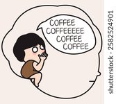 Lonely Girl Stuck Inside Her Own Head Asking For Coffee Concept Cartoon Character illustration
