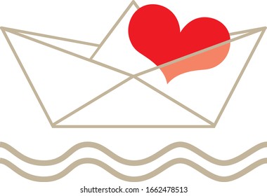 a lonely heart on a paper boat at the mercy of the waves