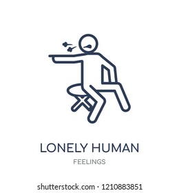 lonely human icon. lonely human linear symbol design from Feelings collection. Simple outline element vector illustration on white background.