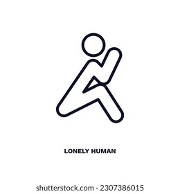 ícono humano solitario. Delgada línea de icono humano solitario de la colección de sentimientos y reacciones. Vector de contorno aislado en fondo blanco. El símbolo humano solitario editable puede ser utilizado web y móvil