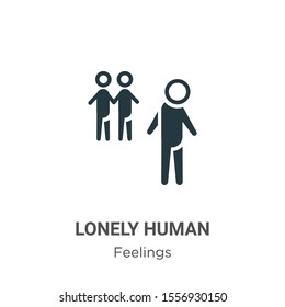 Lonely human vector icon on white background. Flat vector lonely human icon symbol sign from modern feelings collection for mobile concept and web apps design.