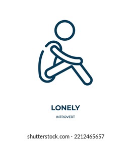 Lonely Icon. Linear Vector Illustration From Introvert Collection. Outline Lonely Icon Vector. Thin Line Symbol For Use On Web And Mobile Apps, Logo, Print Media.