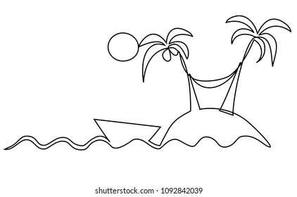 Lonely island one line drawing