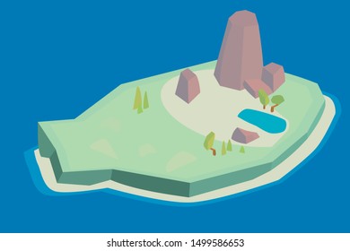 Lonely island with threes and rocks