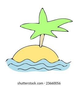 Lonely island - vector.