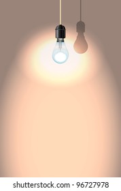 Lonely lamp with shadow on white wall, vector illustration, eps10, easy editable