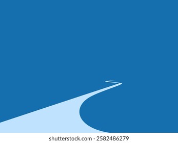 Lonely, long and difficult road on blue background. business concept