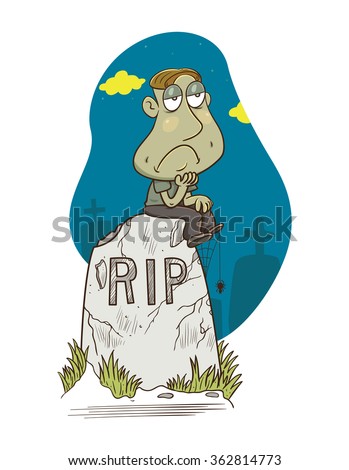 Lonely man cartoon, vector illustration   