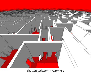 Lonely man  in endless cubical labyrinth