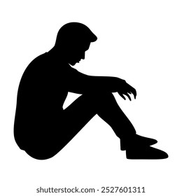 Lonely Man silhouette. Vector image
