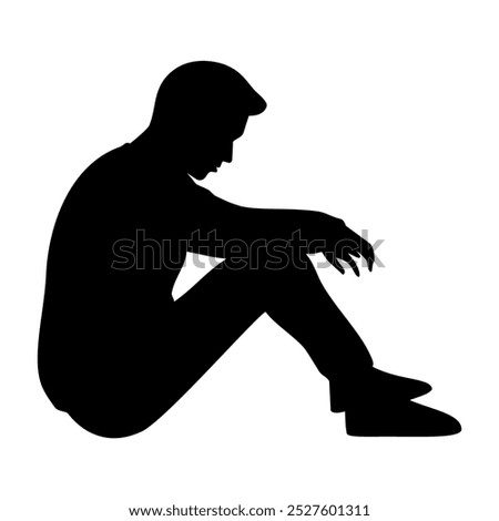 Lonely Man silhouette. Vector image