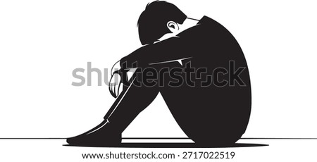 Lonely Man Sitting in Silence Feeling Sad and Depressed